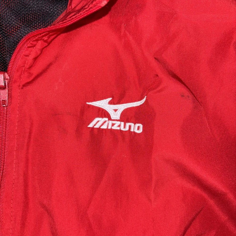 Mizuno Windbreaker Jacket Mens XL Full Zip Athletic Track Running Red White Gym - Picture 4 of 13